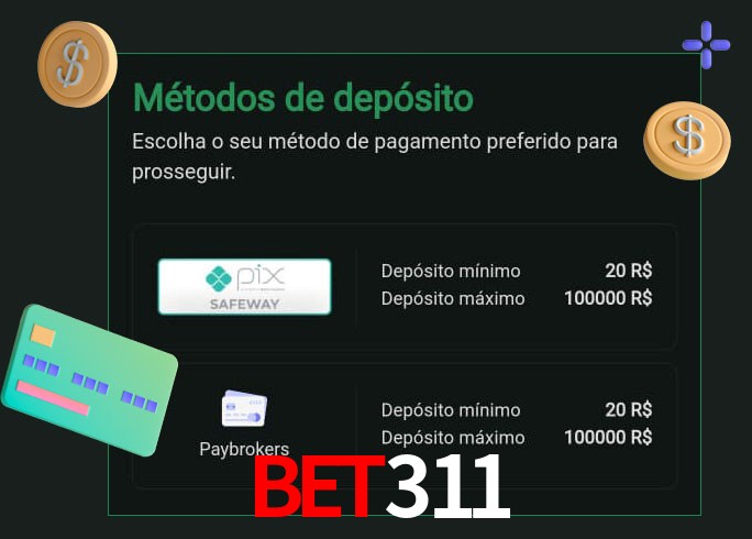 O cassino bet311 oferece uma grande variedade de métodos de pagamento